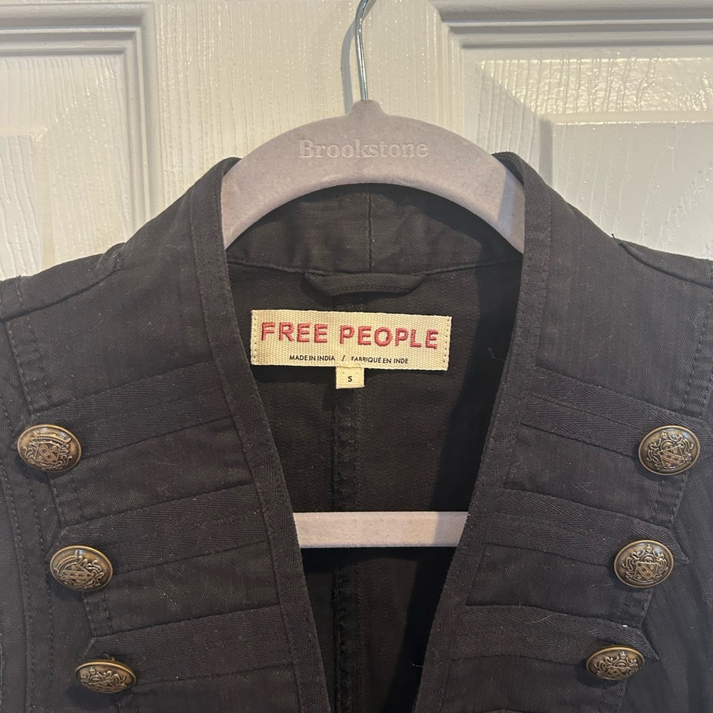 Free People Black Vest with Brass Buttons - Picture 4 of 7